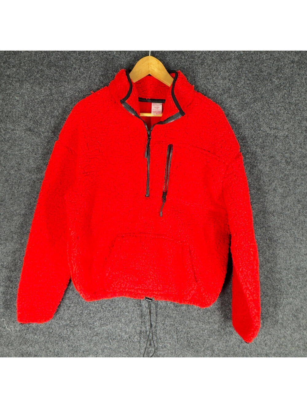 New NoBo Anorak Jacket Women 2XL Red Collared Zipper Long Sleeve Fleece Pockets